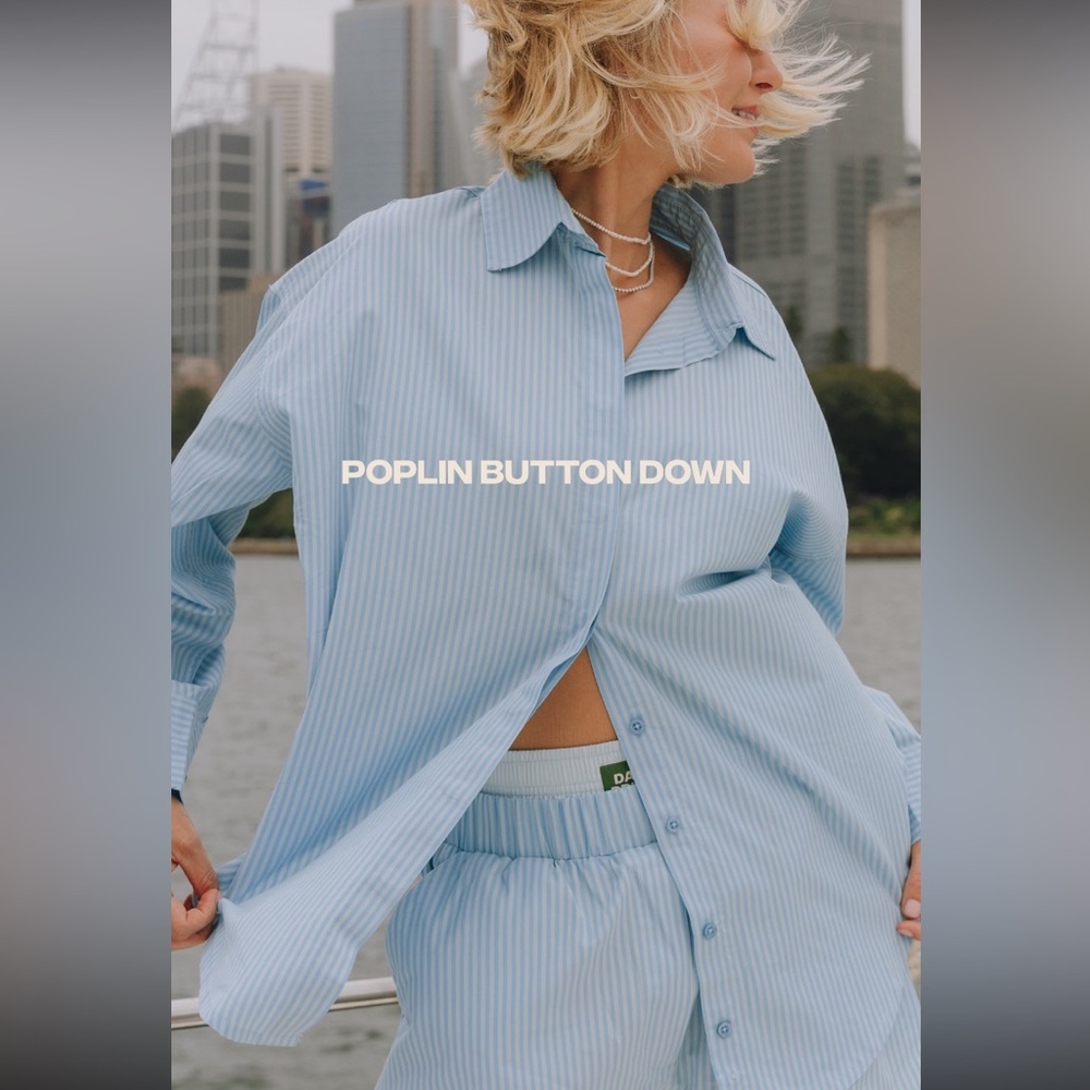Daily Drills Poplin Button Down - Blue Stripe